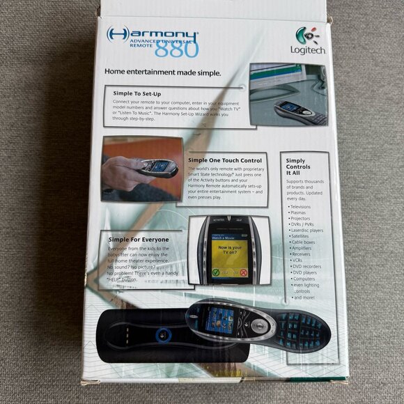 Logitech Harmony 880 Advanced Universal Remote Control Charging Dock New In Box - Picture 2 of 7